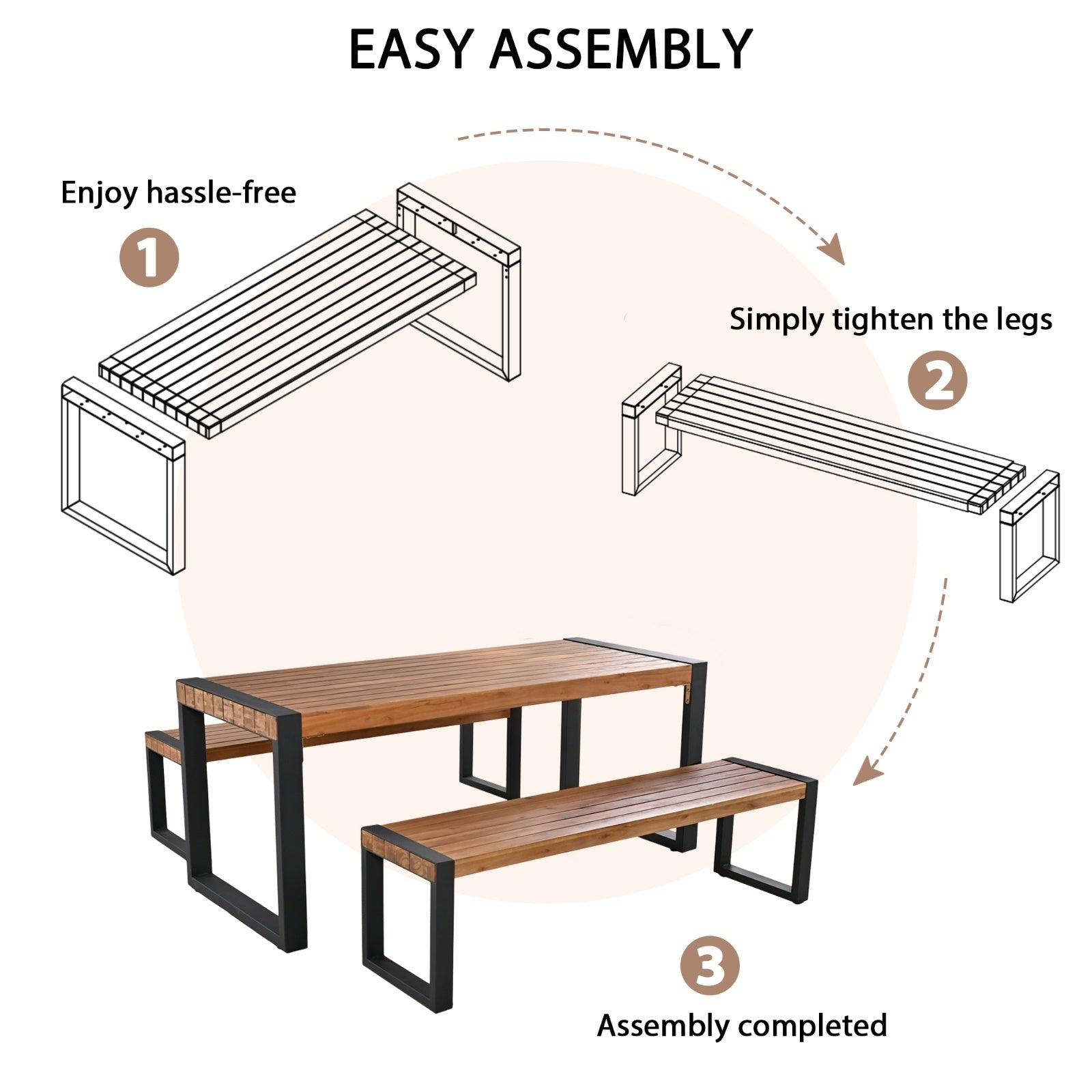 Go 3 Piece Outdoor Dining Set With 2 Benches Acacia Wood