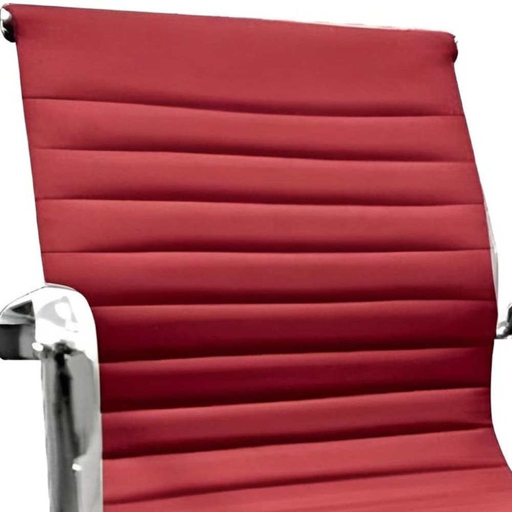 Red and Silver Faux Leather Adjustable Height Swivel Rolling Office Chair