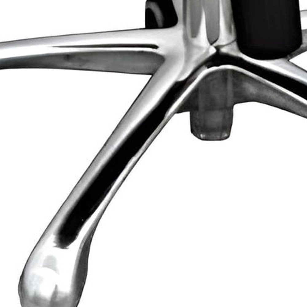 White and Silver Faux Leather Adjustable Height Swivel Rolling Office Chair - Anthony & Home