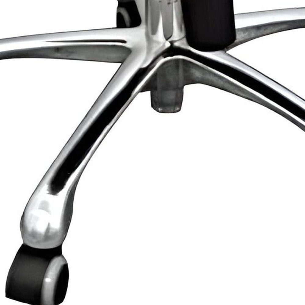 White and Silver Faux Leather Adjustable Height Swivel Rolling Office Chair