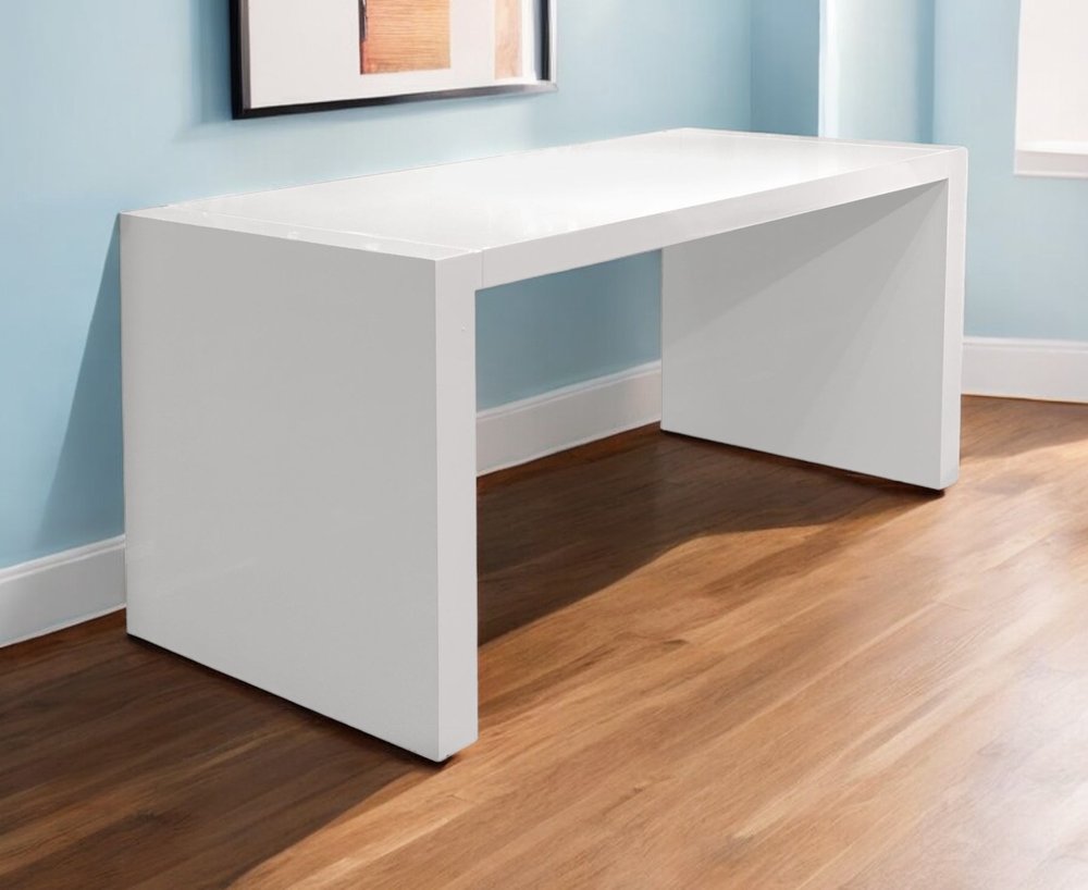 62" White Wood Computer Desk