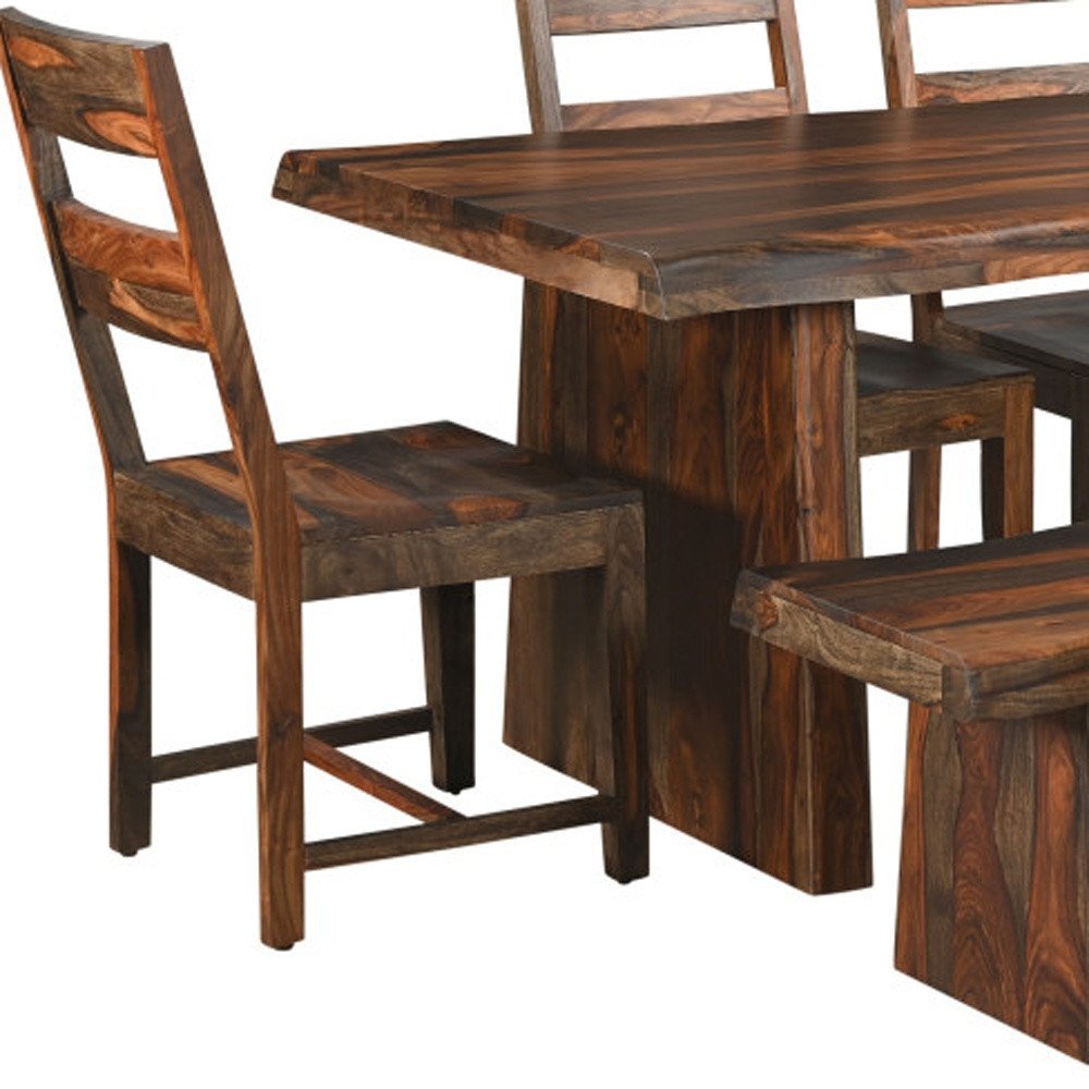 Six Piece Brown Solid Wood Dining Set with Four Chairs - Anthony & Home