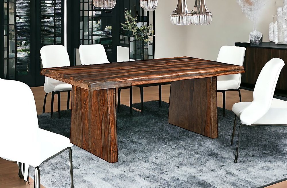 Six Piece Brown Solid Wood Dining Set with Four Chairs - Anthony & Home