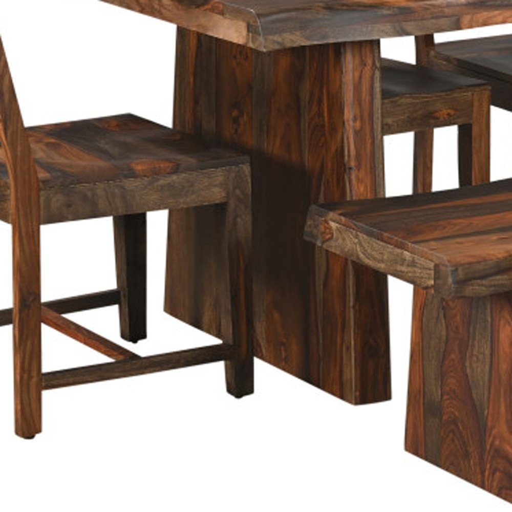 Six Piece Brown Solid Wood Dining Set with Four Chairs - Anthony & Home