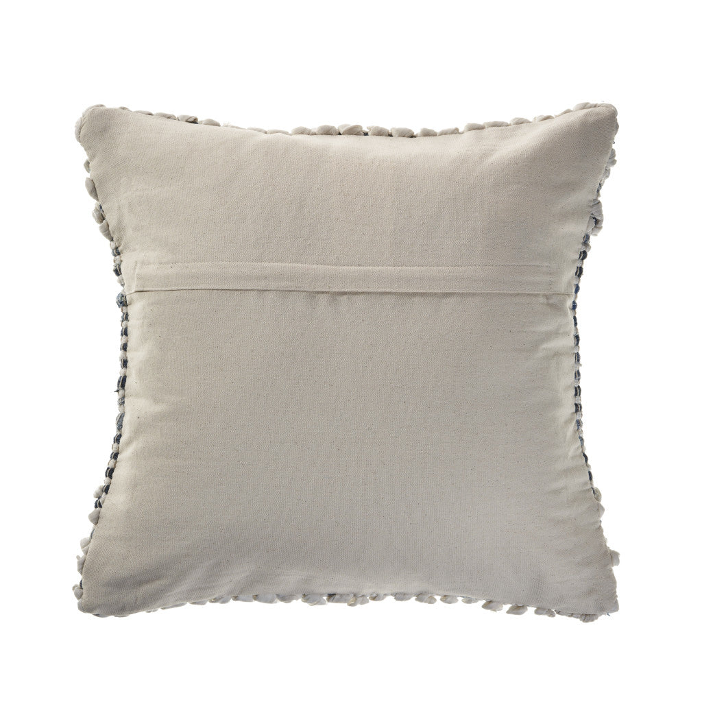 Set of Two 18" Blue And Ivory Cotton Throw Pillows with Texture-3