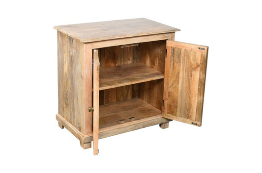 28" Distressed Natural Solid Wood Nightstand With Storage