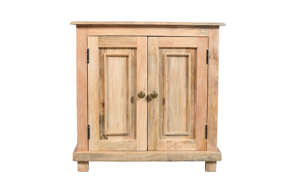 28" Distressed Natural Solid Wood Nightstand With Storage