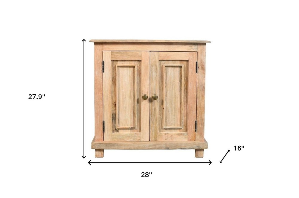 28" Distressed Natural Solid Wood Nightstand With Storage