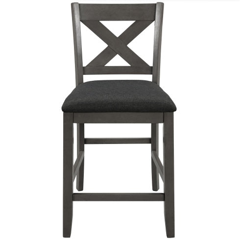 Topmax 5 Piece Counter Height Rustic Farmhouse Dining Gray