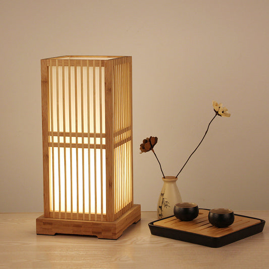 Japanese Bamboo Table Lamp Bedside E27 Handmade Lighting
