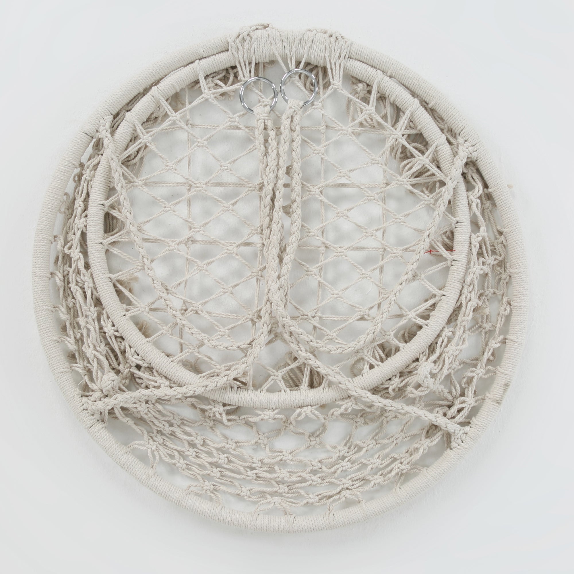 Anthony & Home Atelier macrame hammock chair in luxe cotton rope, suitable for indoor and outdoor use with 330 lb capacity.