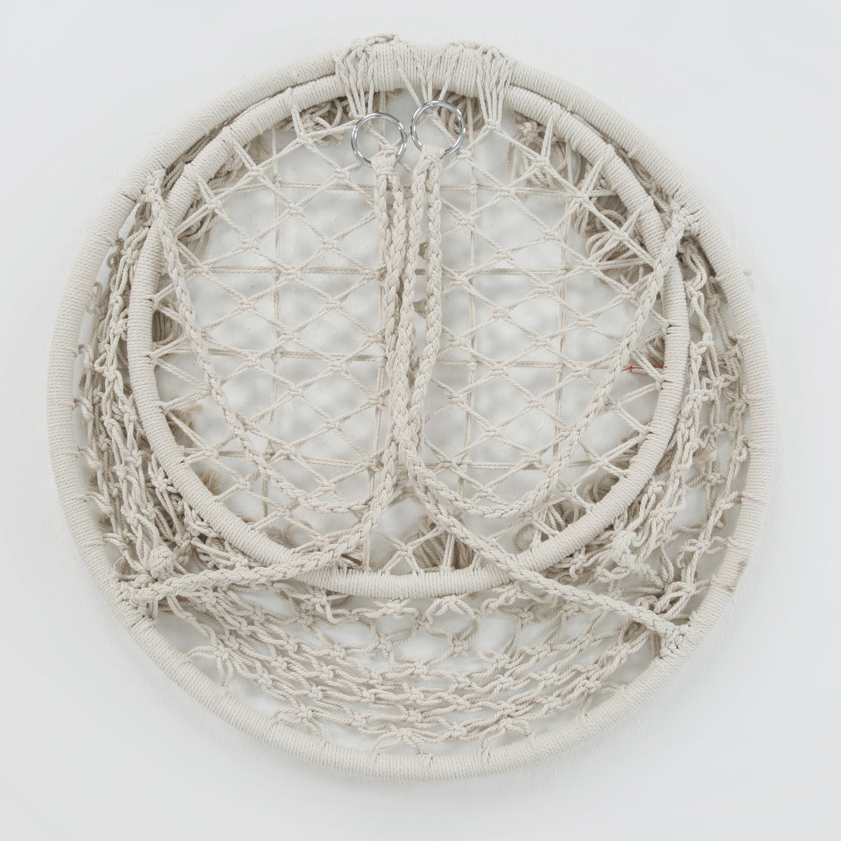 Anthony & Home Atelier macrame hammock chair in luxe cotton rope, suitable for indoor and outdoor use with 330 lb capacity.