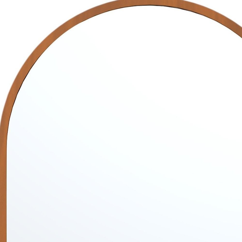 Set of Two Walnut Arch Wood Framed Bathroom Vanity Mirrors