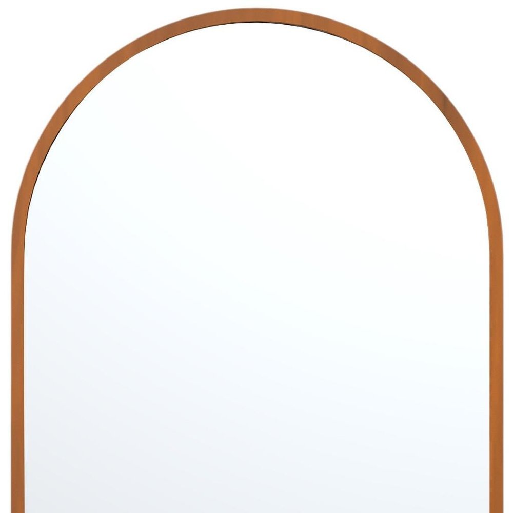 Set of Two Walnut Arch Wood Framed Bathroom Vanity Mirrors