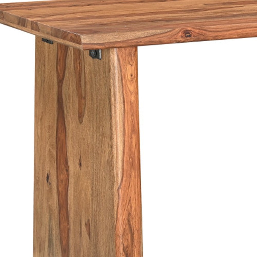 54" Brown Live Edge Solid Wood Writing Desk With Three Drawers