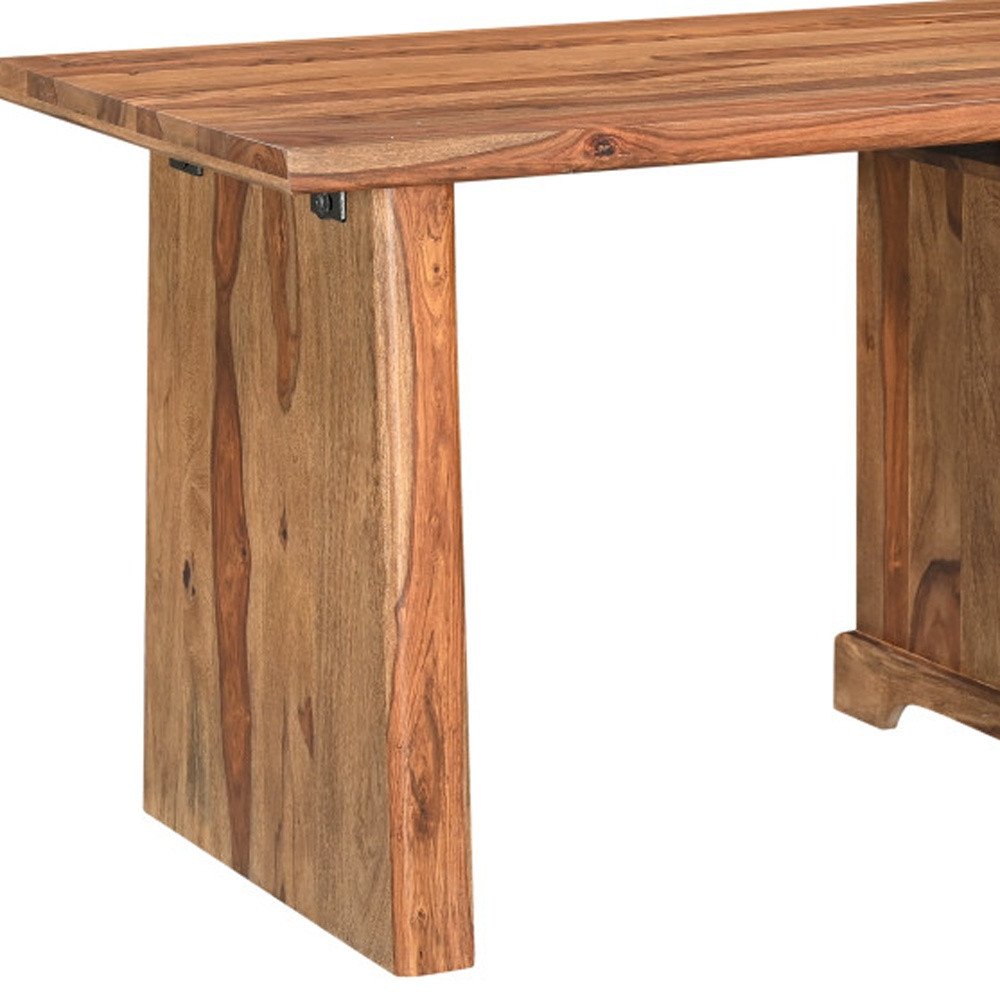 54" Brown Live Edge Solid Wood Writing Desk With Three Drawers