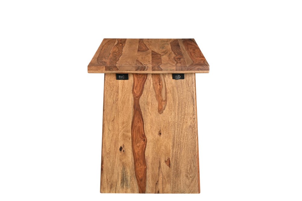 54" Brown Live Edge Solid Wood Writing Desk With Three Drawers