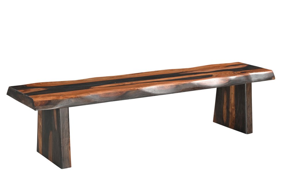 75" Brown Solid Wood Live Edge Dining Bench