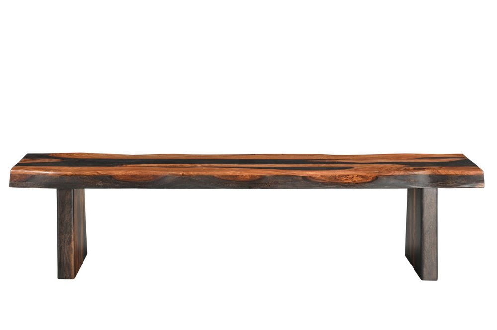 75" Brown Solid Wood Live Edge Dining Bench