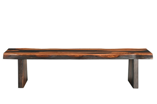75" Brown Solid Wood Live Edge Dining Bench