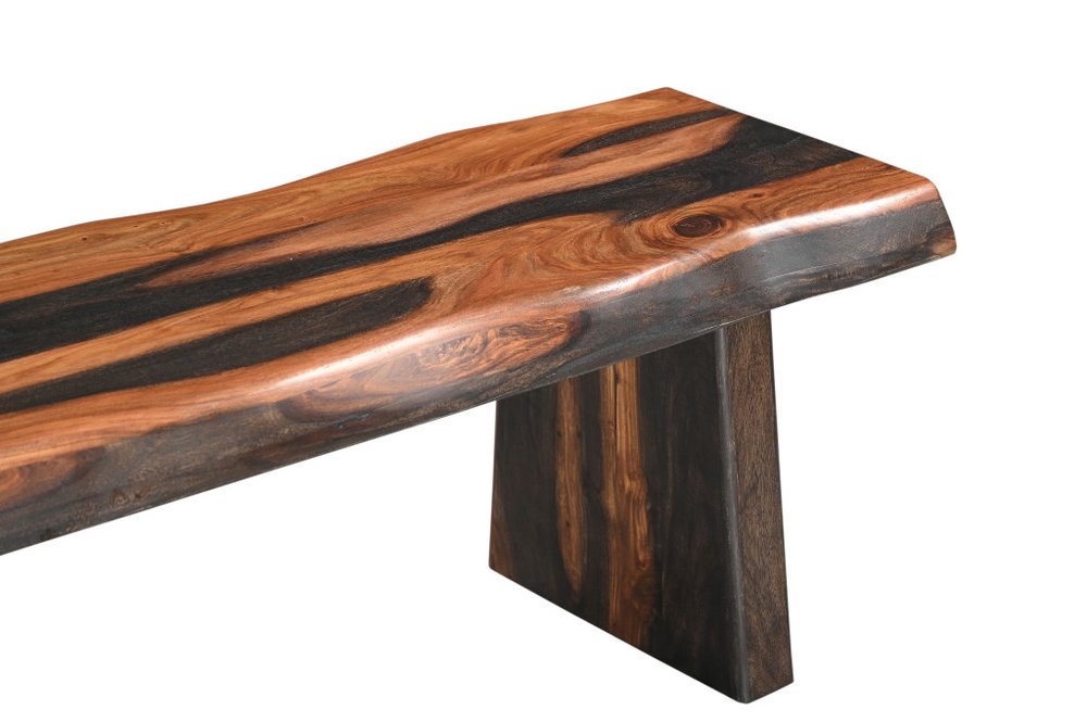 75" Brown Solid Wood Live Edge Dining Bench