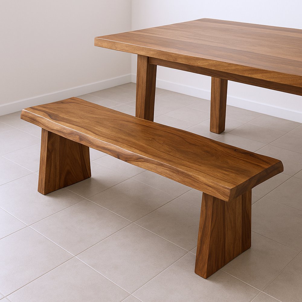 68" Brown Solid Wood Live Edge Dining Bench