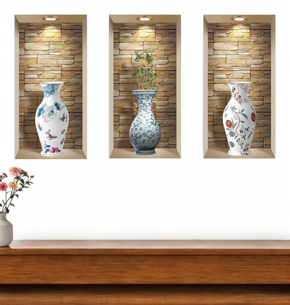 Set of Three Tia Faux Niche 3D Peel and Stick Wall Decals