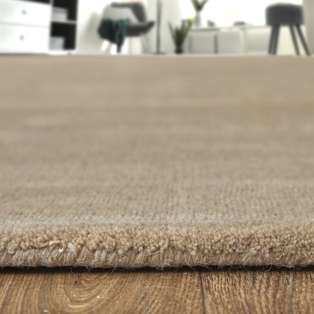 9' X 13' Tan Wool Hand Woven Area Rug