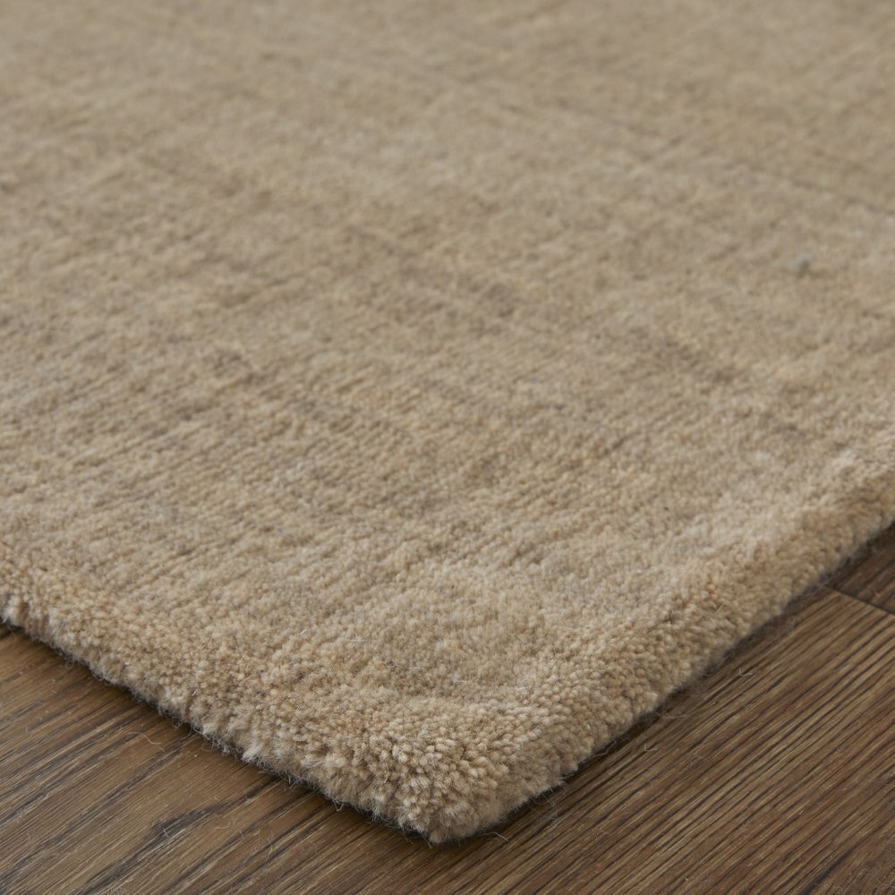 9' X 13' Tan Wool Hand Woven Area Rug