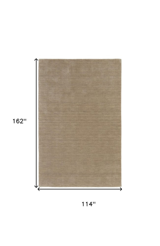 9' X 13' Tan Wool Hand Woven Area Rug