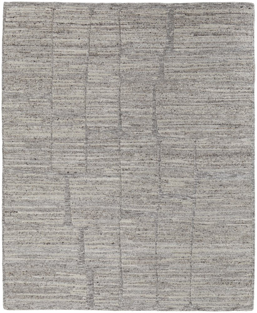 9' X 13' Taupe and Gray Abstract Hand Woven Worn Faded Area Rug