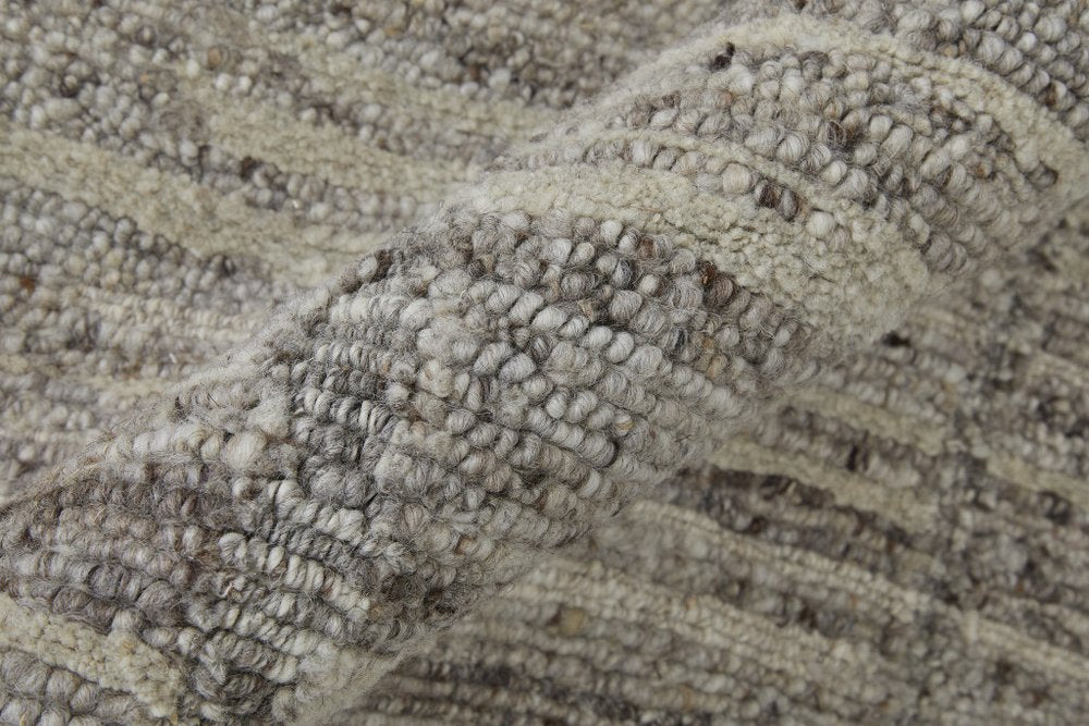 9' X 13' Taupe and Gray Abstract Hand Woven Worn Faded Area Rug