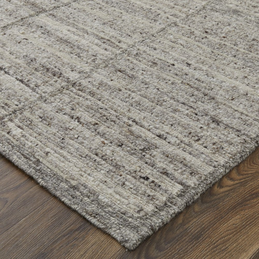 9' X 13' Taupe and Gray Abstract Hand Woven Worn Faded Area Rug