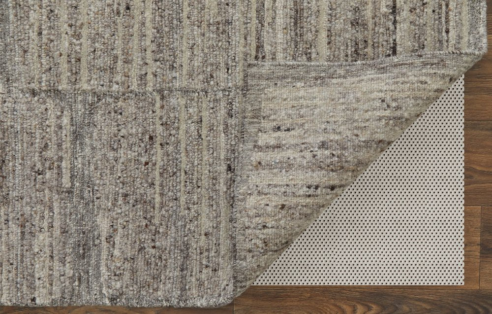 9' X 13' Taupe and Gray Abstract Hand Woven Worn Faded Area Rug
