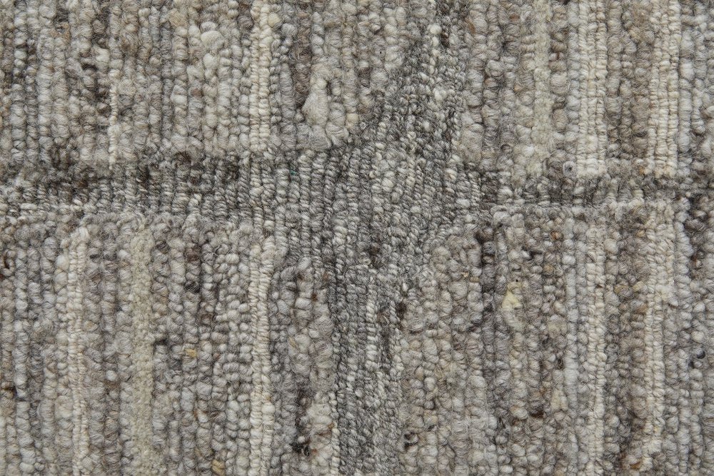 9' X 13' Taupe and Gray Abstract Hand Woven Worn Faded Area Rug