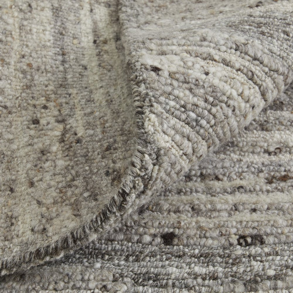 9' X 13' Taupe and Gray Abstract Hand Woven Worn Faded Area Rug