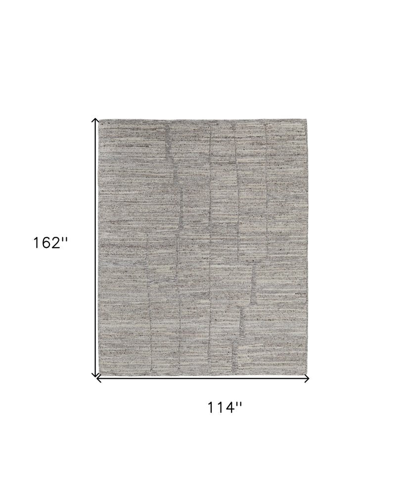 9' X 13' Taupe and Gray Abstract Hand Woven Worn Faded Area Rug