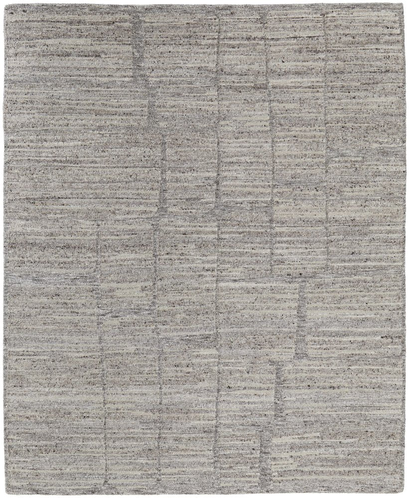 9' X 13' Taupe and Gray Abstract Hand Woven Worn Faded Area Rug