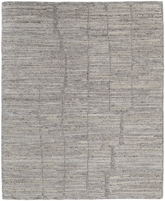9' X 13' Taupe and Gray Abstract Hand Woven Worn Faded Area Rug