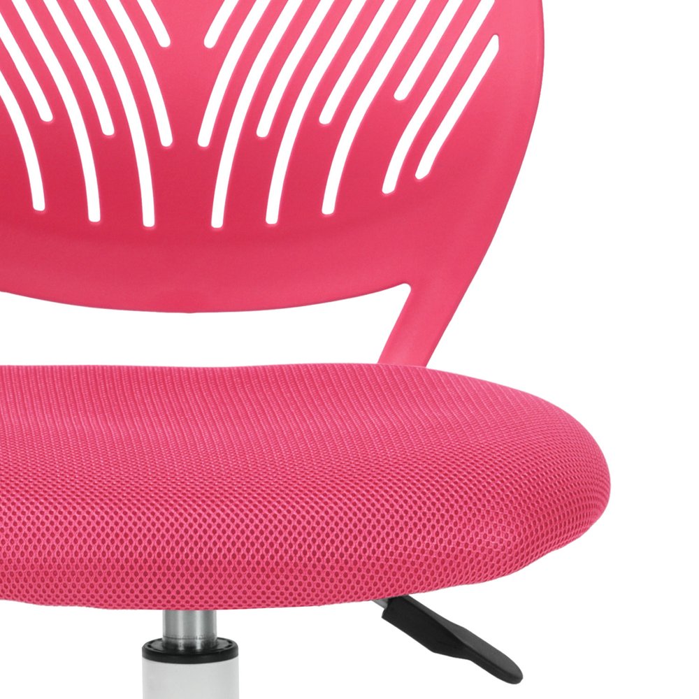 Pink and White Adjustable Height Swivel Rolling Office Chair