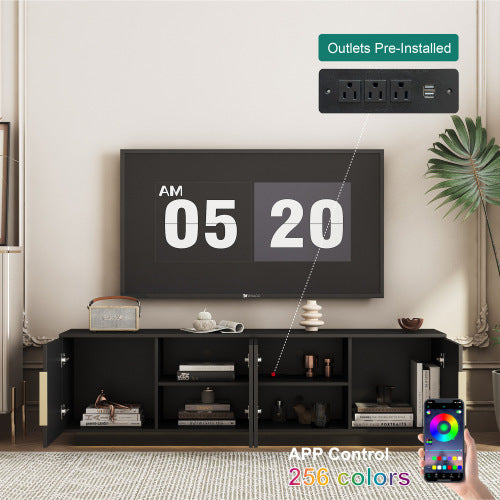 LED TV Stand With 16 Color LEDs 55 60 65 Inch Cabinet