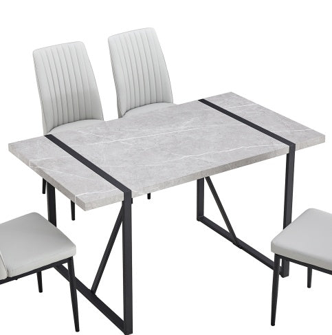 Modern 55 Inch Rectangular Dining Table For 4 People Gray