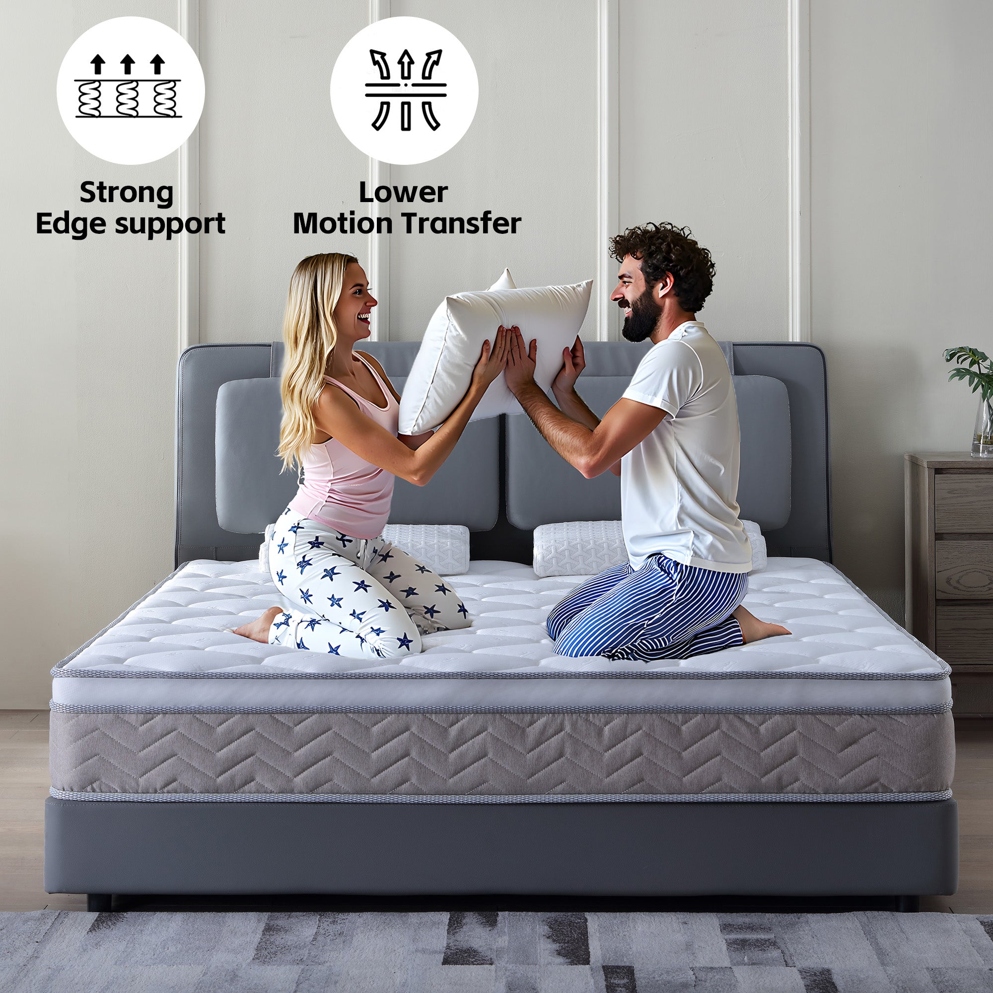 Anthony & Home queen gel memory foam hybrid mattress in a box, showcasing its plush surface and supportive construction.