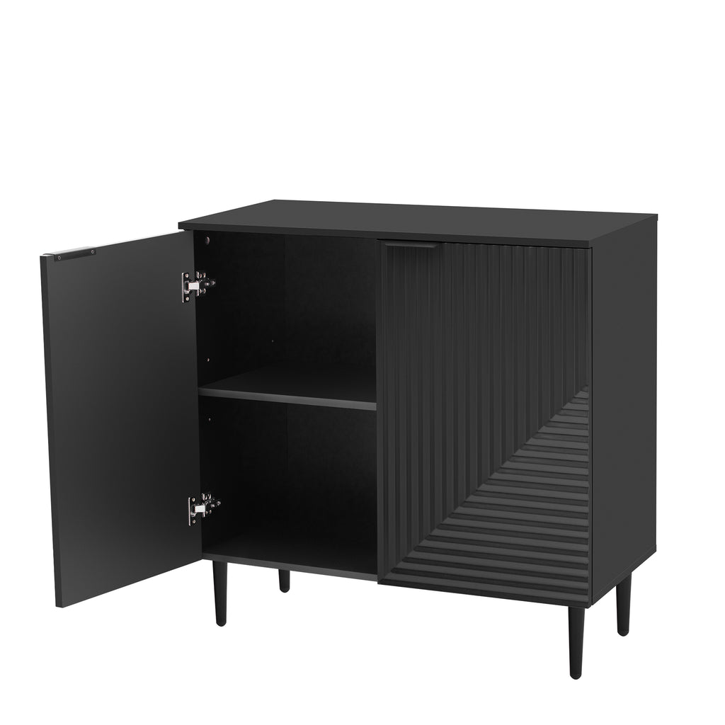 Anthony & Home Mirod Atelier side cabinet with geometric door design, featuring sleek modern style and durable construction.