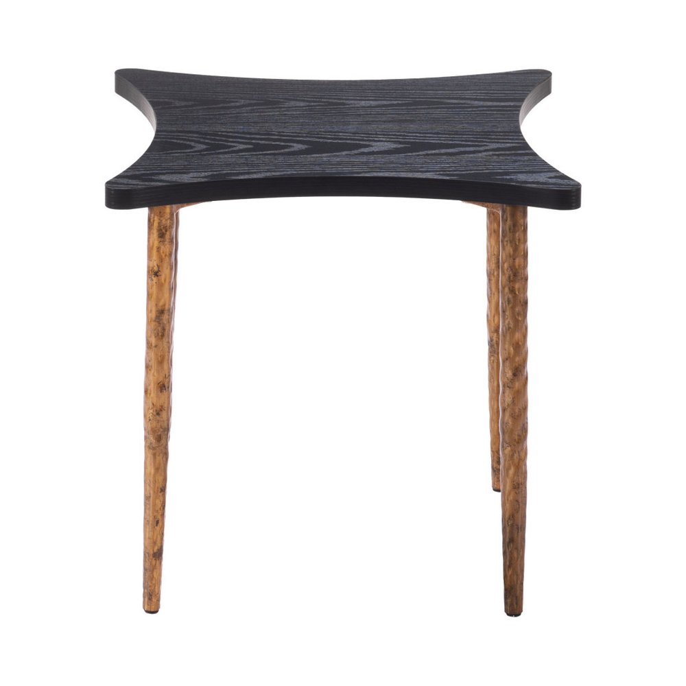 Set of Two Black and Bronze Wood and Steel Free Form Coffee And End Table