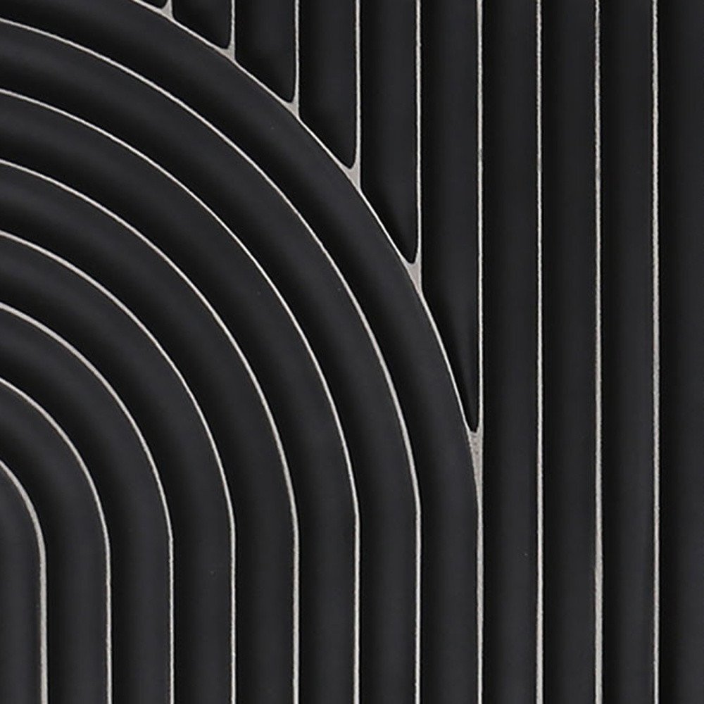 Set of Two Black Metal Abstract Hanging Dimensional Sculptures