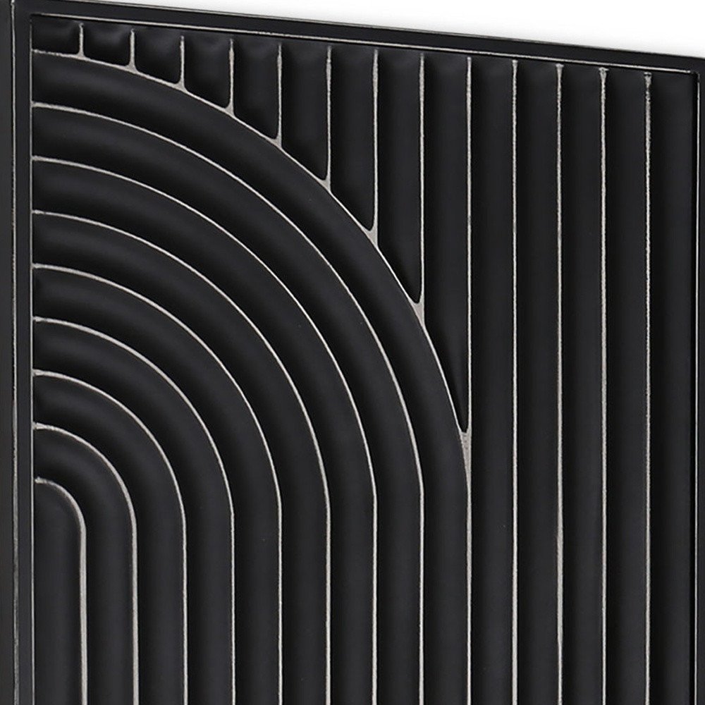 Set of Two Black Metal Abstract Hanging Dimensional Sculptures