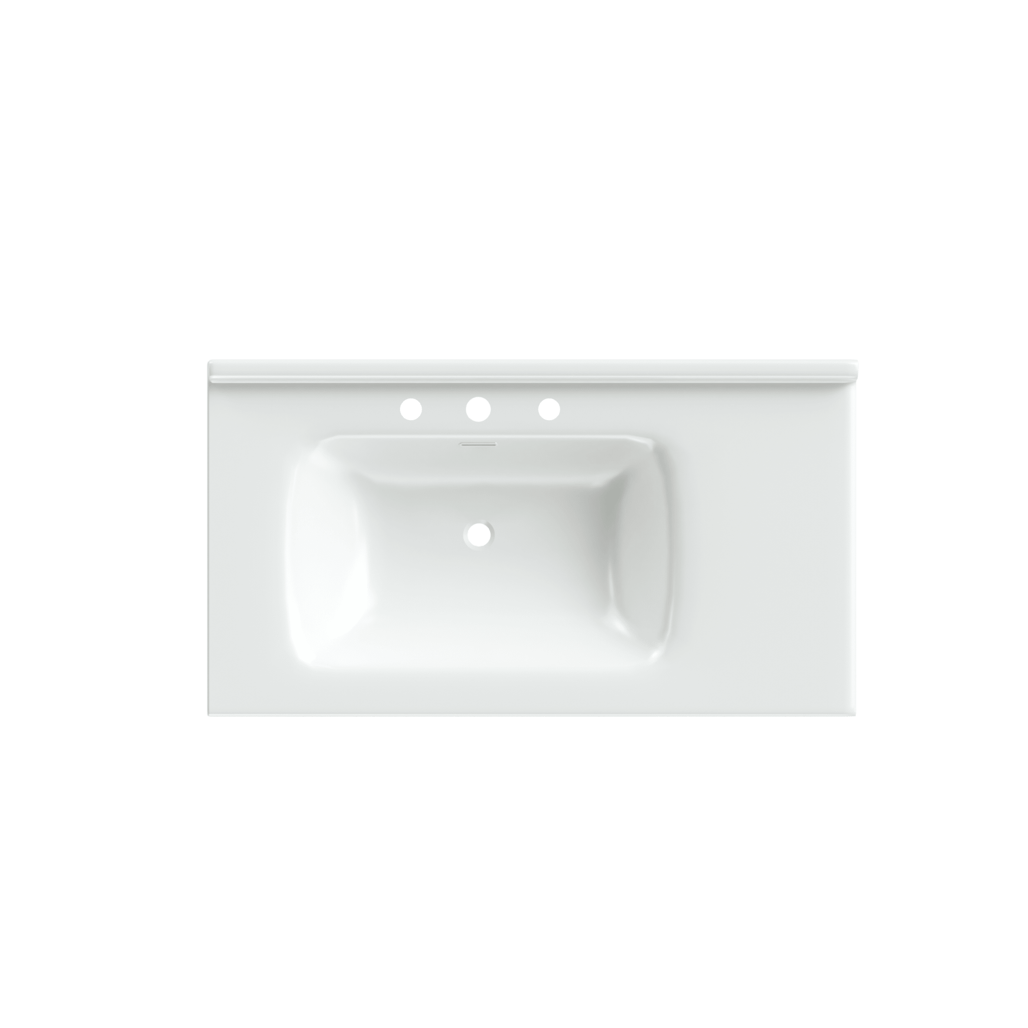 Modern white rectangular porcelain bathroom sink by Anthony & Home, 36-inch wide and 20-inch deep countertop sink.
