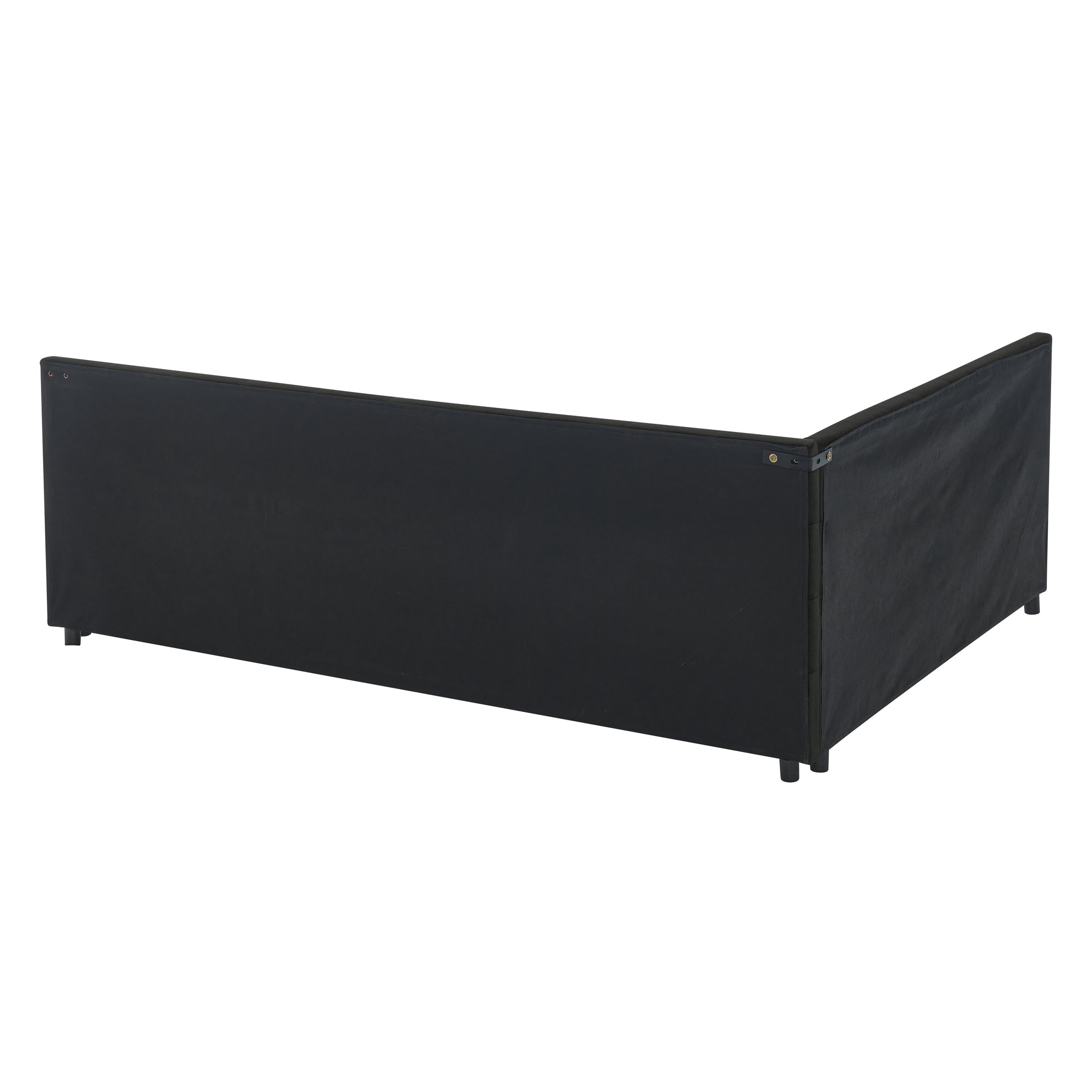 Velvet queen bed frame with tufted backrest from Anthony & Home, stylish and comfortable bedroom furniture, shown in the image.