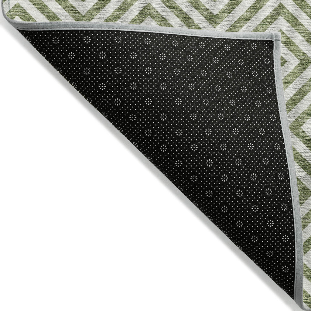 10' X 14' Green And Beige Geometric Washable Indoor Outdoor Area Rug-2
